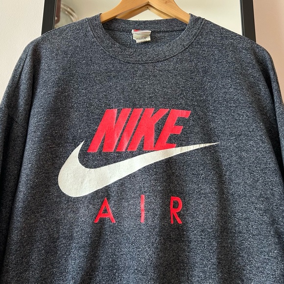 Vintage 80s Nike Air crewneck hoodie sweater sweatshirt Jordan grey tag infrared - Picture 1 of 16